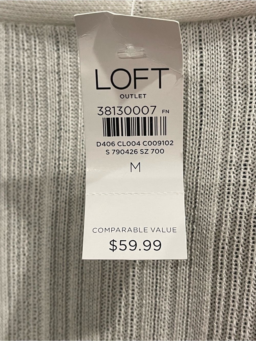 LOFT Cream Open-Front Ribbed Cardigan - Picture 3 of 4